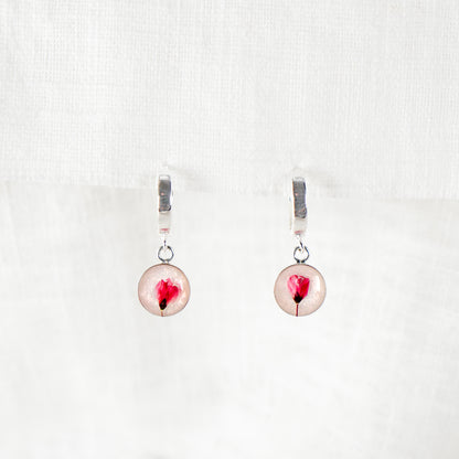 Cherry Blossom Circle Charm Huggie Earrings