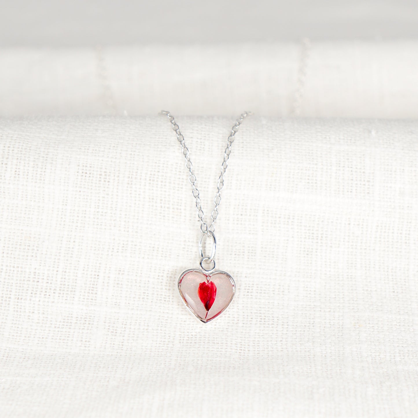 Cherry Blossom Heart Charm Necklace