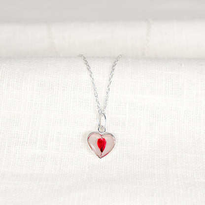 Cherry Blossom Heart Charm Necklace