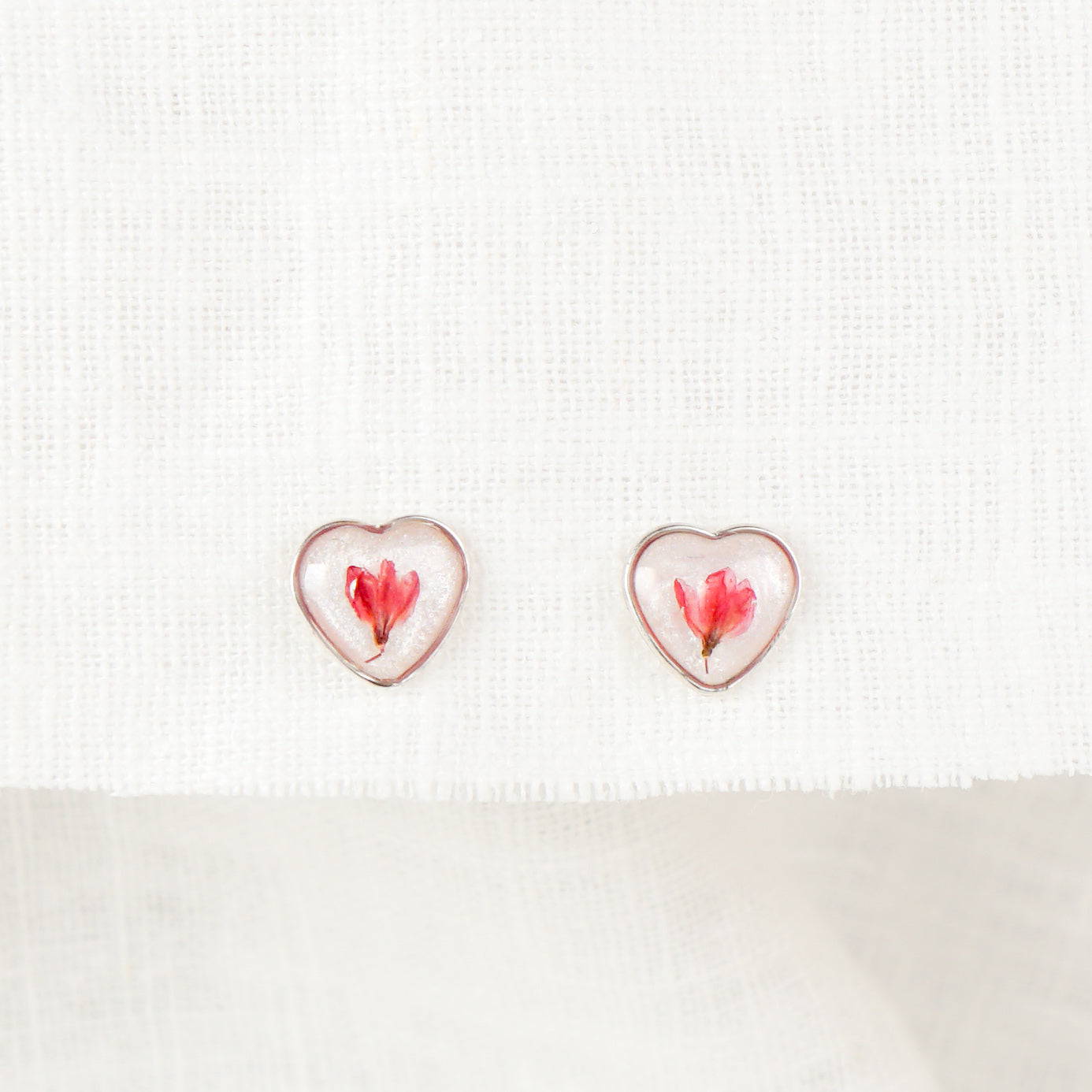 Cherry Blossom Heart Stud Earrings