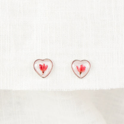 Cherry Blossom Heart Stud Earrings