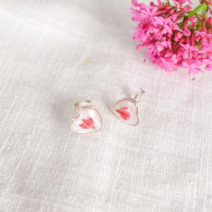 Cherry Blossom Heart Stud Earrings