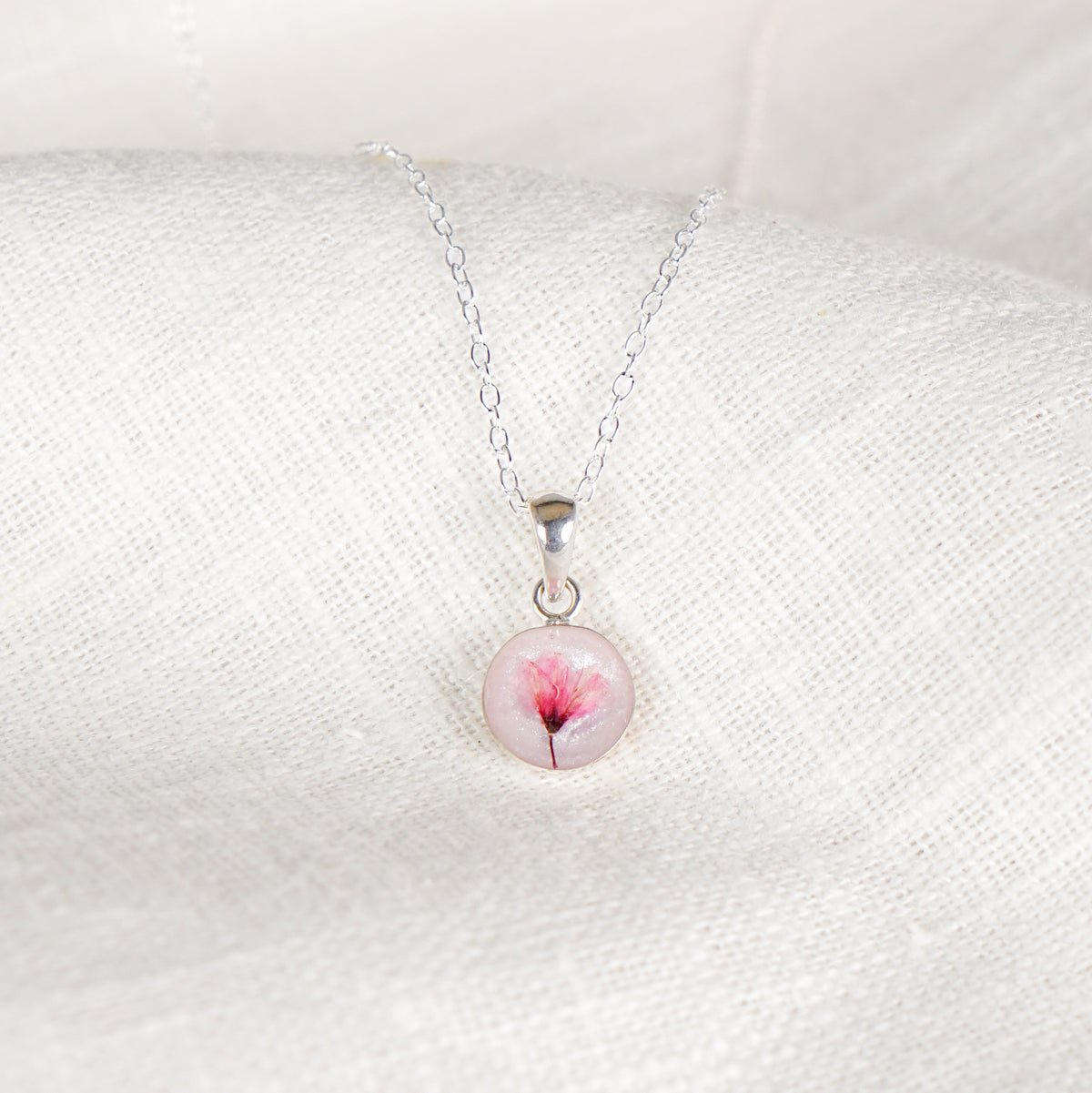 Cherry Blossom Circle Pendant Necklace