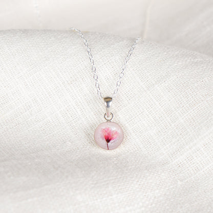 Cherry Blossom Circle Pendant Necklace