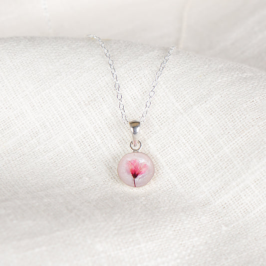 Cherry Blossom Circle Pendant Necklace