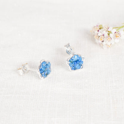 Cow Parsley Blue Flower Stud Earrings