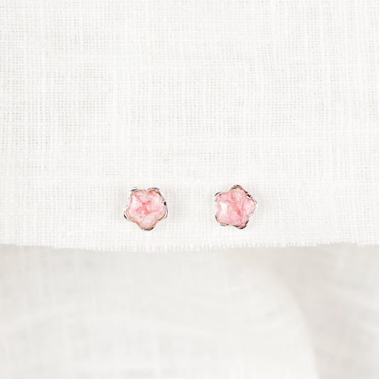 Cow Parsley Pink Flower Stud Earrings