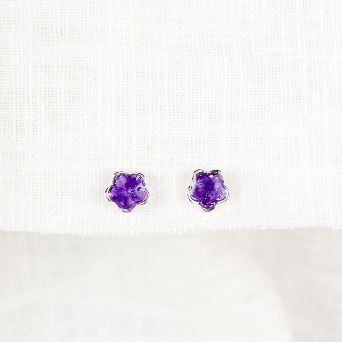 Cow Parsley Amethyst Flower Stud Earrings