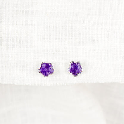 Cow Parsley Amethyst Flower Stud Earrings