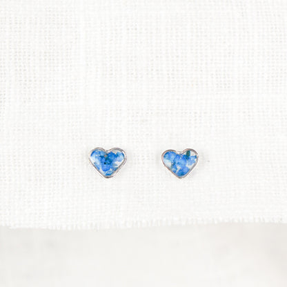 Cow Parsley Dainty Heart Studs - Shade Sapphire