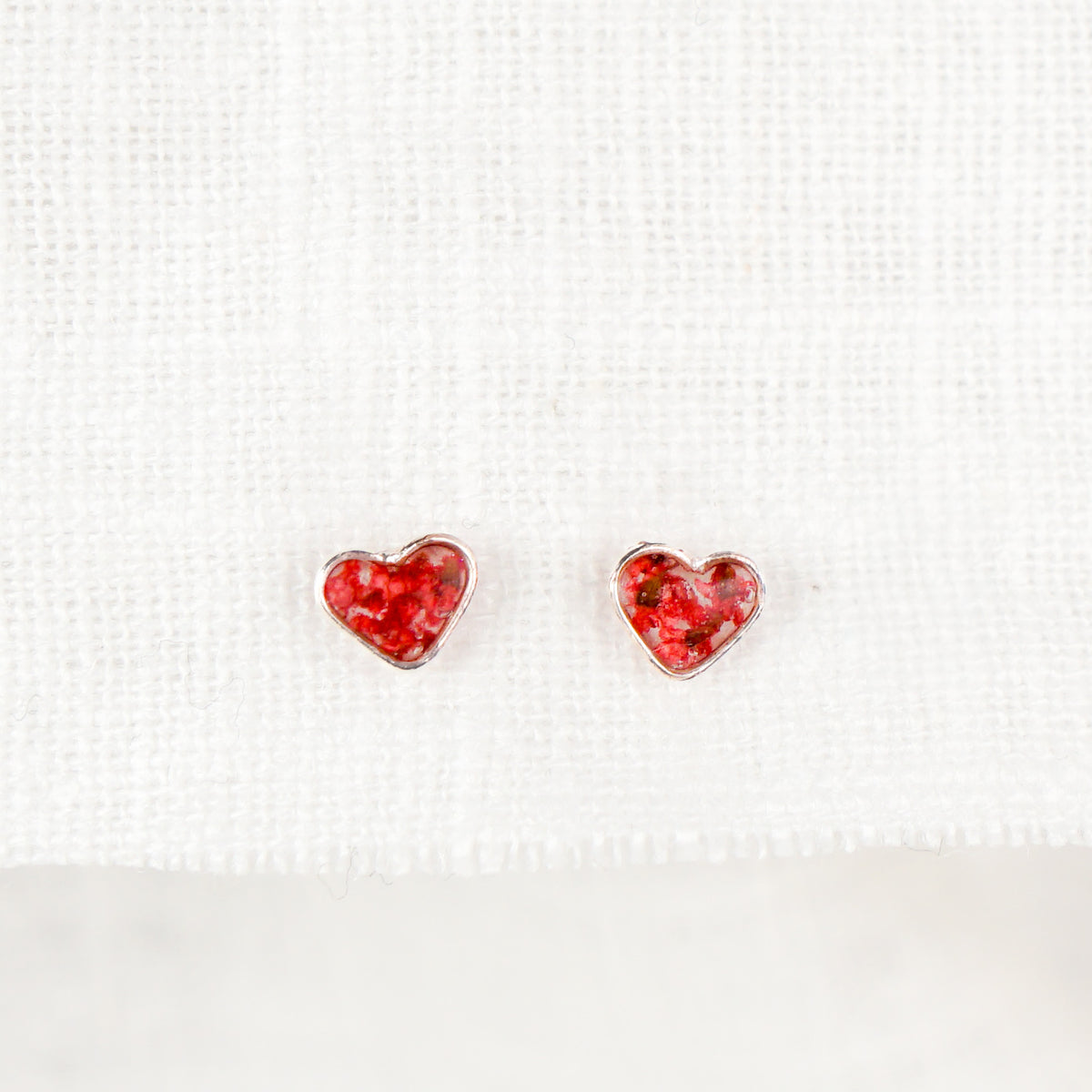 Red Cow Parsley Dainty Heart Studs