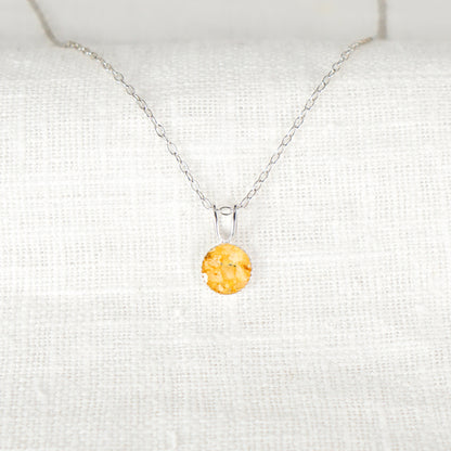 Crushed Narcissus Dainty Circle Necklace December Birth Flower