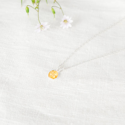 Crushed Narcissus Dainty Circle Necklace December Birth Flower