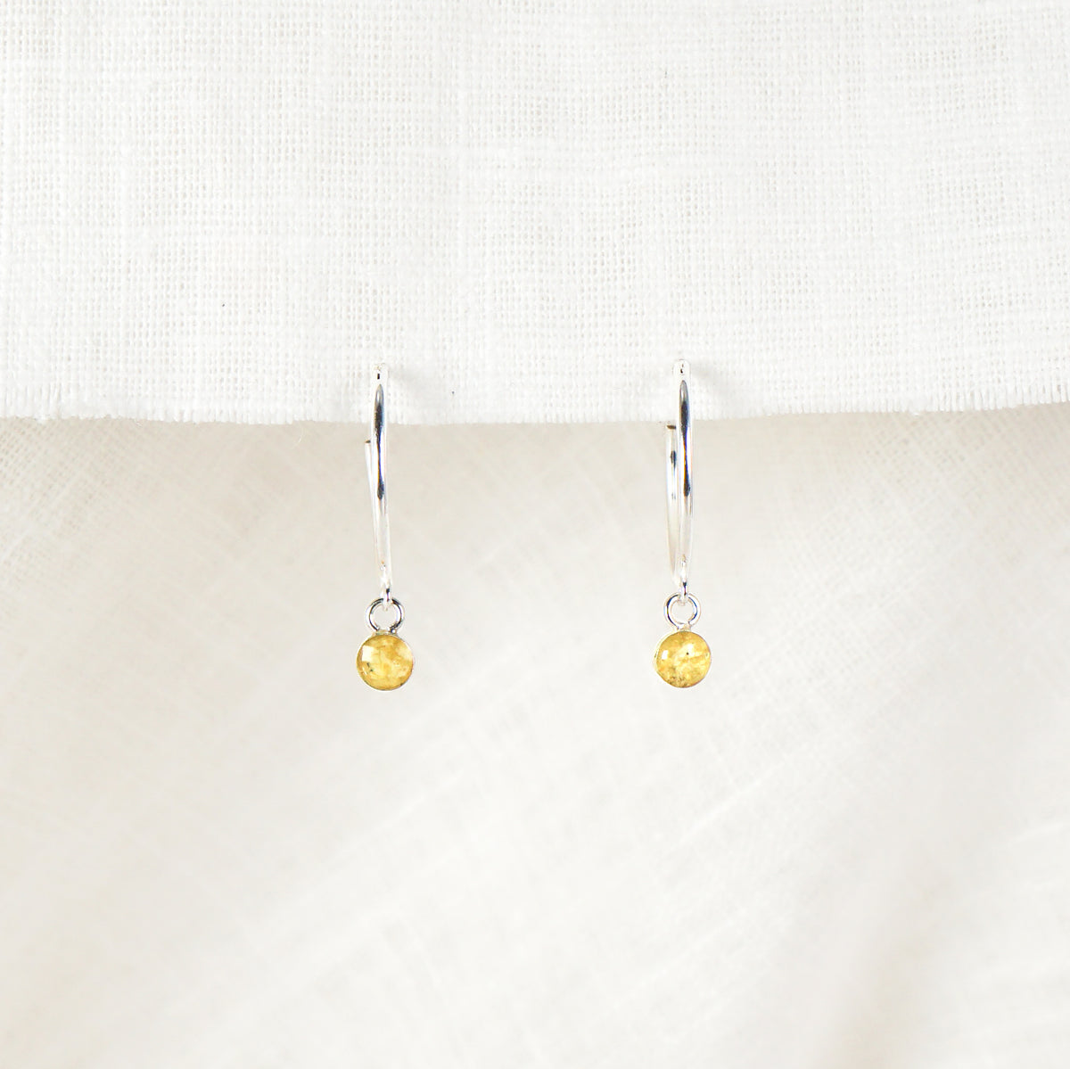 Crushed Narcissus Dainty Circle Hoop Earrings December Birth Flower