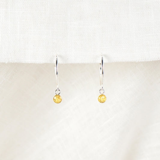 Crushed Narcissus Dainty Circle Hoop Earrings December Birth Flower