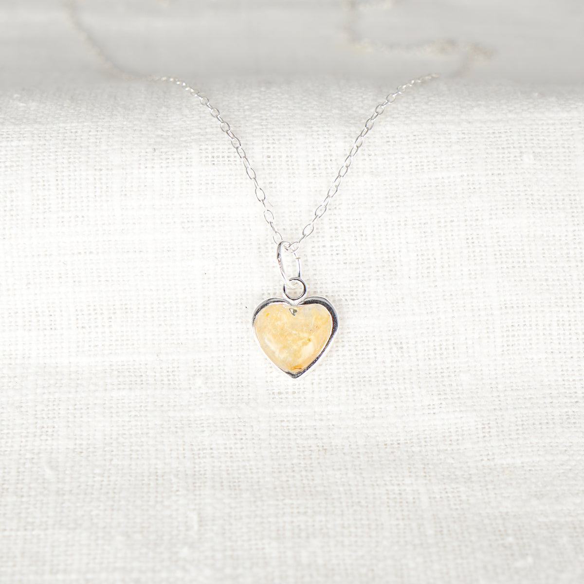 Crushed Narcissus Heart Necklace