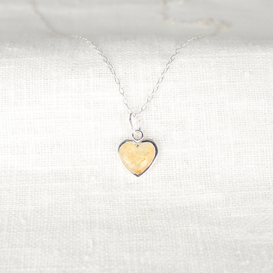 Crushed Narcissus Heart Necklace