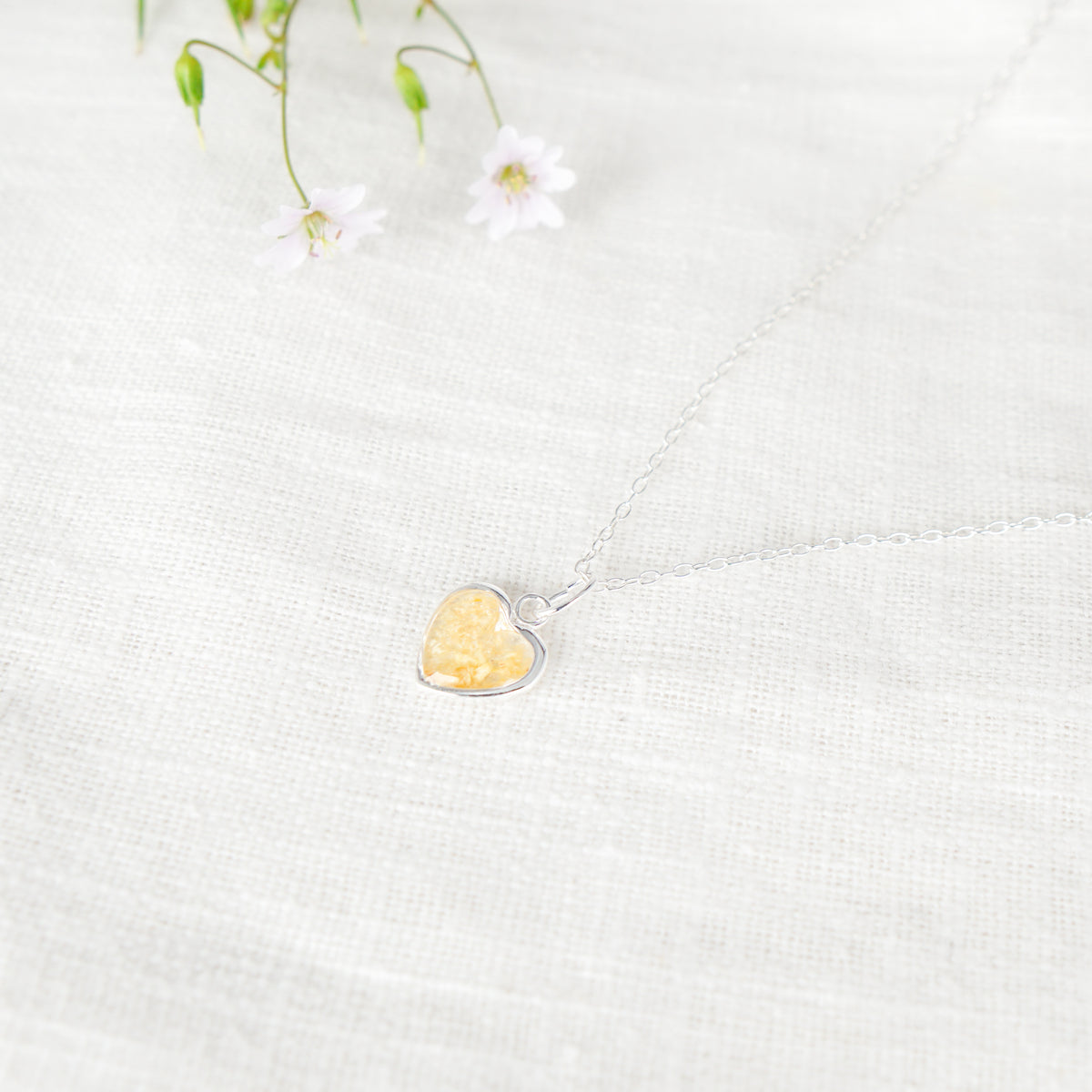 Crushed Narcissus Heart Necklace