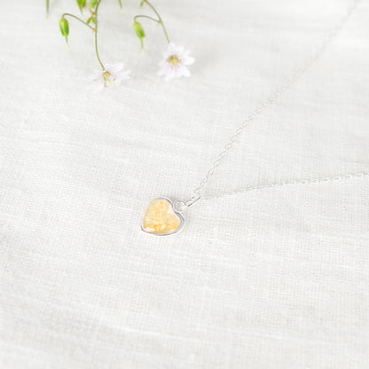 Crushed Narcissus Heart Necklace