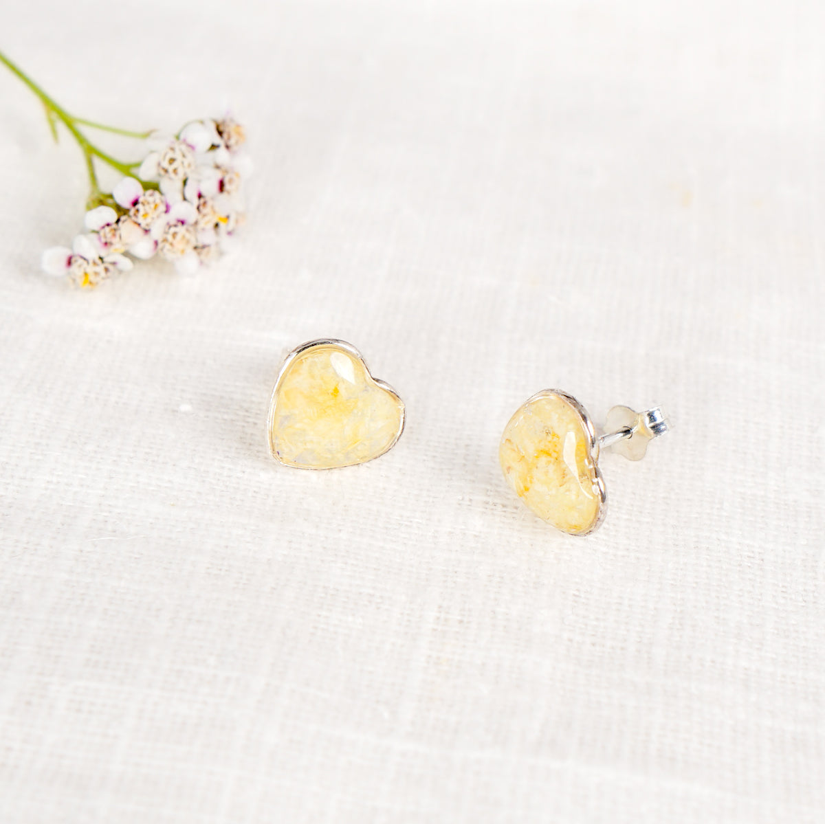 Crushed Narcissus Heart Studs