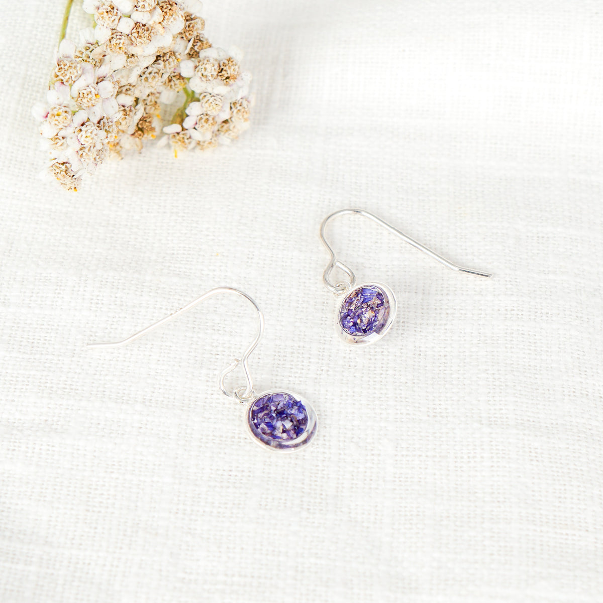 Crushed Violet Eternal Hook Earrings February Birth Flower