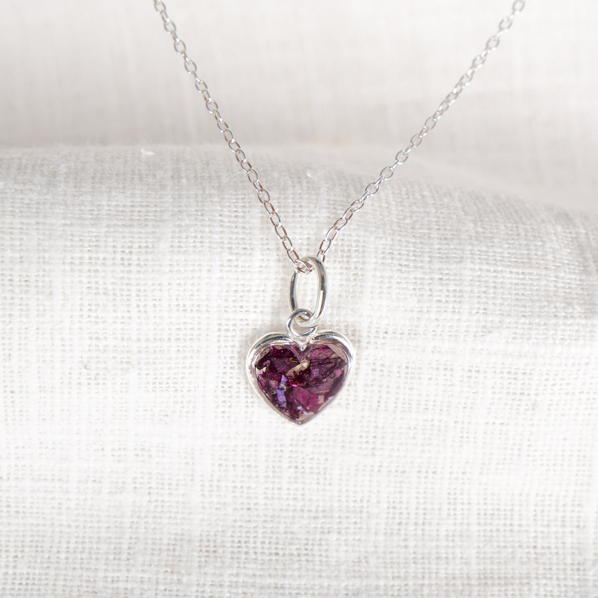 Crushed Violets Heart Necklace