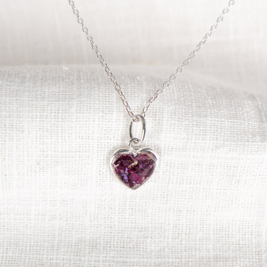 Crushed Violets Heart Necklace