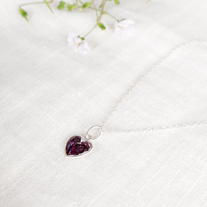 Crushed Violets Heart Necklace