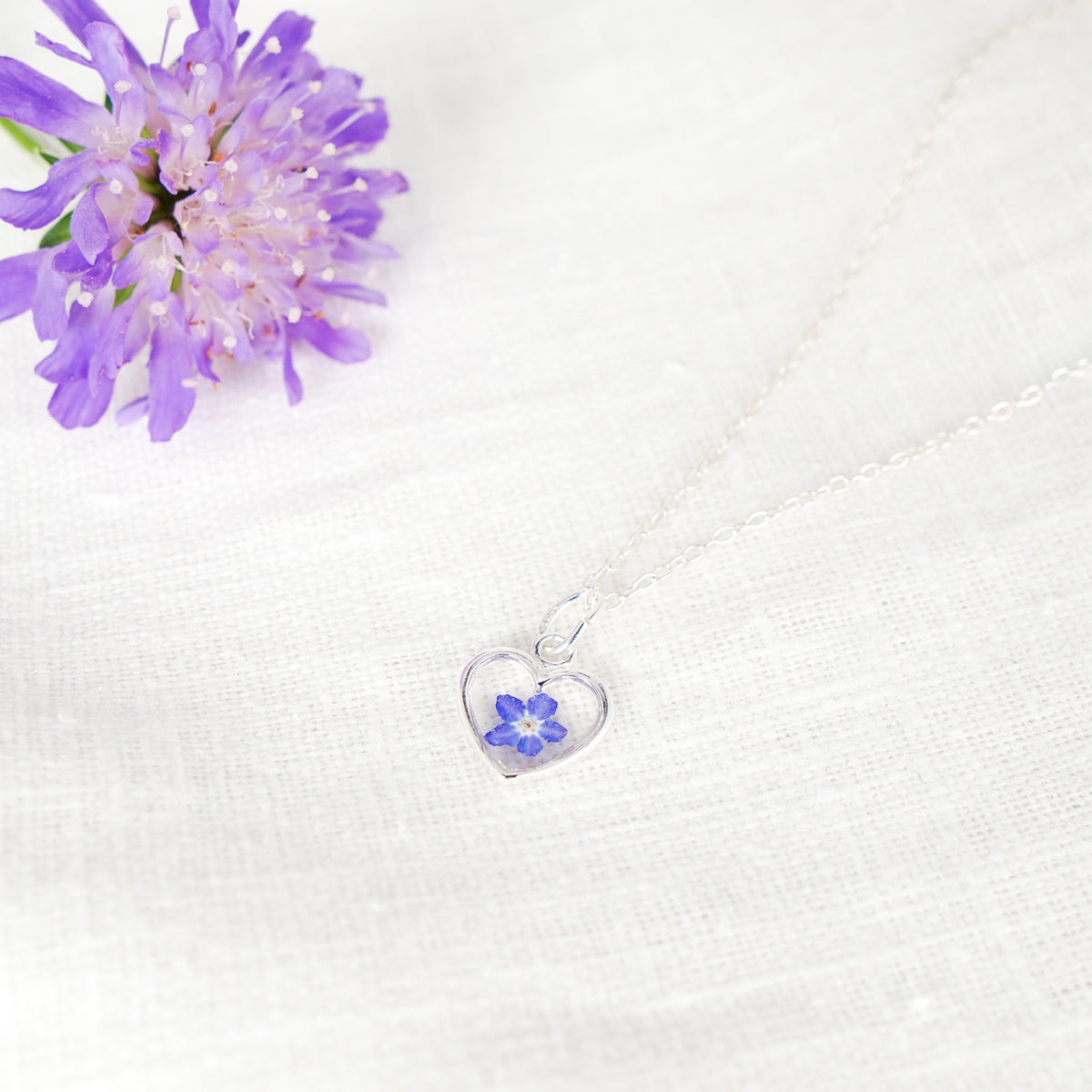 Forget Me Not Heart Pendant Necklace