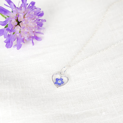 Forget Me Not Heart Pendant Necklace