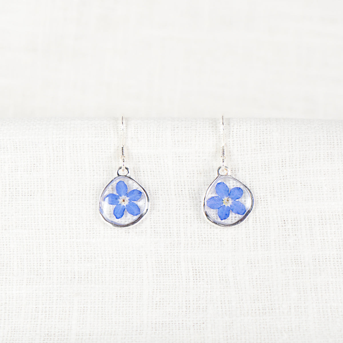 Forget Me Not Organic Circle Earrings