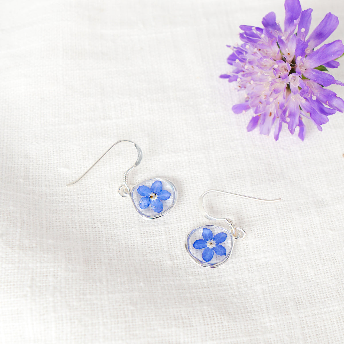 Forget Me Not Organic Circle Earrings