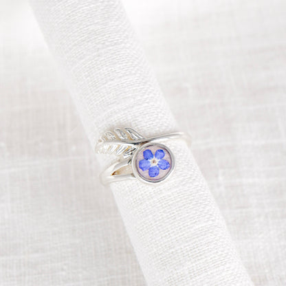 Forget Me Not Feather Ring Sterling Silver