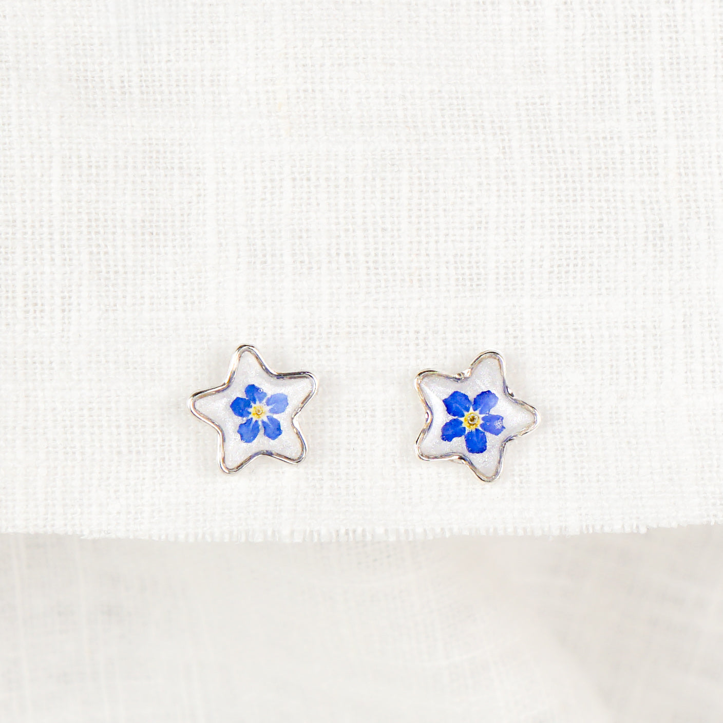 Forget Me Not Star Stud Earrings Sterling Silver