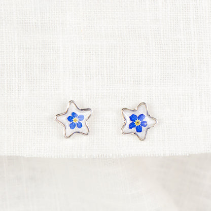 Forget Me Not Star Stud Earrings Sterling Silver