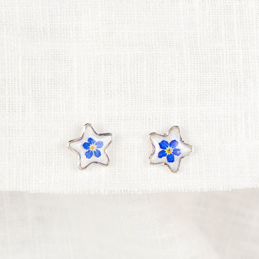 Forget Me Not Star Stud Earrings Sterling Silver