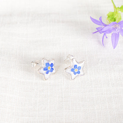 Forget Me Not Star Stud Earrings Sterling Silver