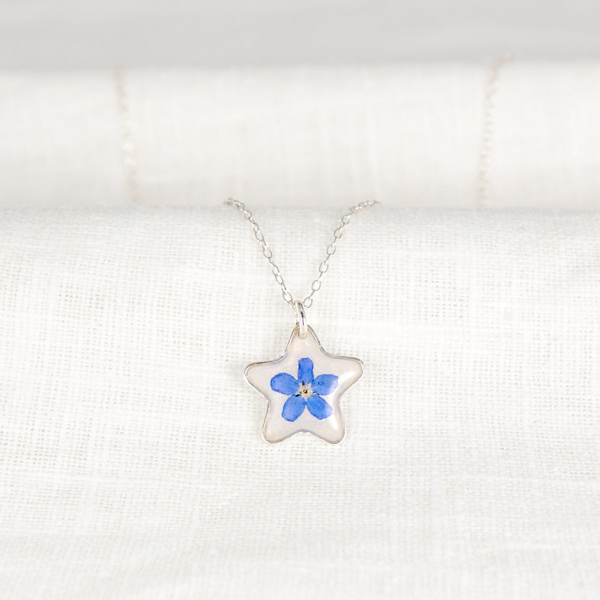 Forget Me Not Star Necklace Sterling Silver