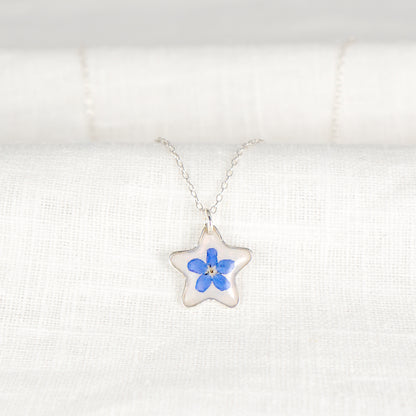 Forget Me Not Star Necklace Sterling Silver