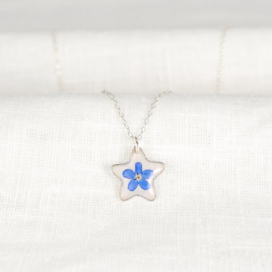 Forget Me Not Star Necklace Sterling Silver