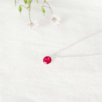 Crushed Carnations Dainty Circle Necklace January Birth Flower