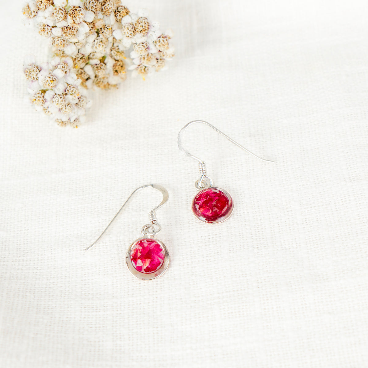 Crushed Carnation Eternal Hook Earrings January Birth Flower
