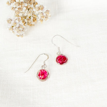 Crushed Carnation Eternal Hook Earrings January Birth Flower