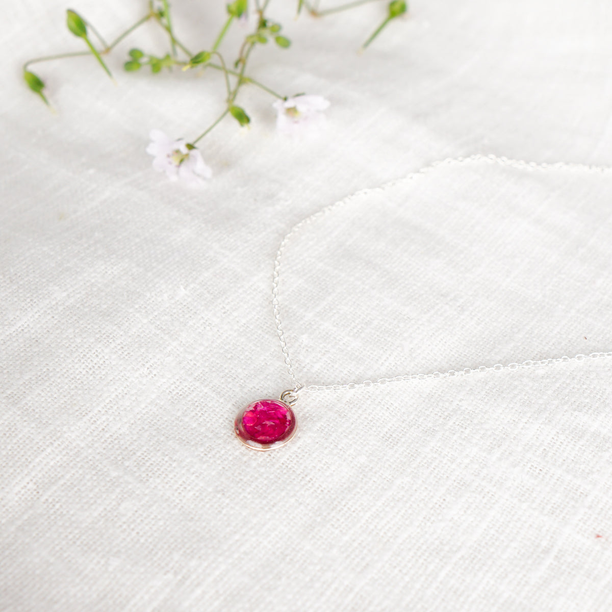 Crushed Carnation Eternal Necklace January Birth Flower