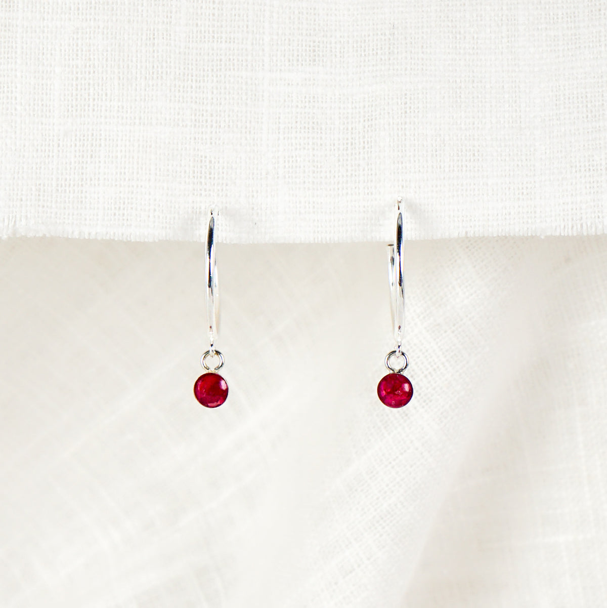 Crushed Carnation Dainty Circle Hoop Earrings January Birth Flower