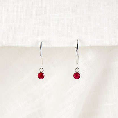 Crushed Carnation Dainty Circle Hoop Earrings January Birth Flower
