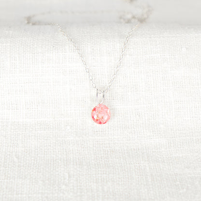 Crushed Larkspur Dainty Circle Necklace July Birth Flower