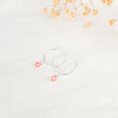 Crushed Larkspur Dainty Circle Hoop Earrings July Birth Flower