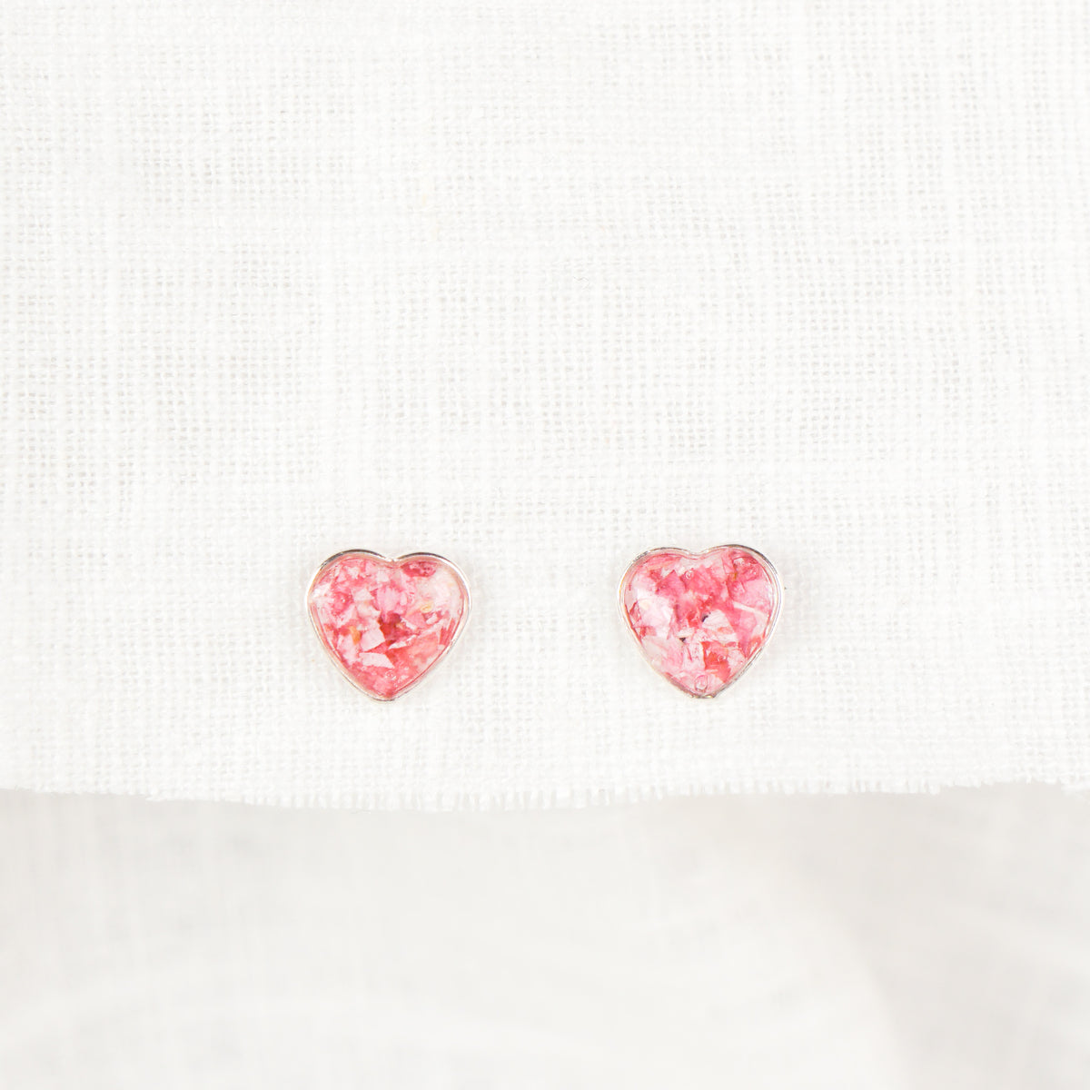 Crushed Larkspur Heart Studs