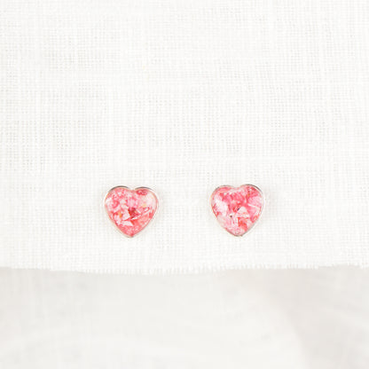 Crushed Larkspur Heart Studs